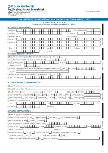 bajaj allianz mediclaim form